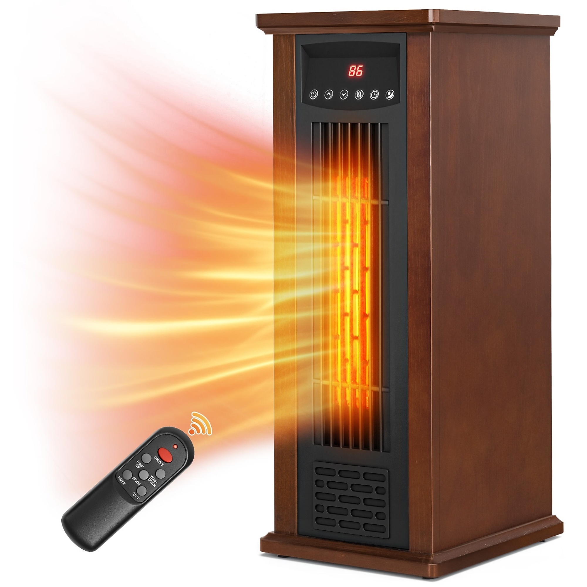 EdenDirect Electric Space Heater — 1500W, 300 Sq. Ft. Coverage, 3 Modes, Thermostat, 12-Hour Timer, Remote Control, Tip-Over & Overheat Protection, Model# NTETWH-15Q2B